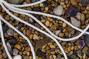 Strand of Sea Glass 4x3mm Rondelle Beads - Opaque White