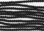 Strand of Sea Glass 6mm Round Beads - Jet Black (Smooth)