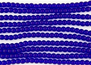 Strand of Sea Glass 6mm Round Beads - Cobalt Blue