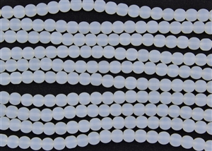 Strand of Sea Glass 6mm Round Beads - Moonstone Clear Opal