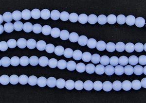 Strand of Sea Glass 6mm Round Beads - Opaque Sky Blue