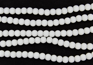 Strand of Sea Glass 6mm Round Beads - Opaque White