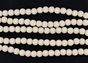 Strand of Sea Glass 6mm Round Beads - Opaque Satin Pale Peach