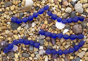 Strand of Sea Glass Small Nugget Beads - Cobalt Blue