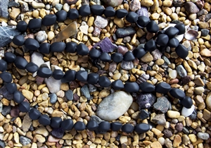 LONG Strand of Sea Glass Small Nugget Beads - Opaque Jet Black