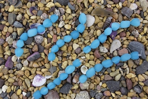 Strand of Sea Glass Small Nugget Beads - Opaque Blue Opal