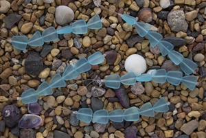 Strand of Sea Glass Small Flat Freeform Beads - Light Aqua