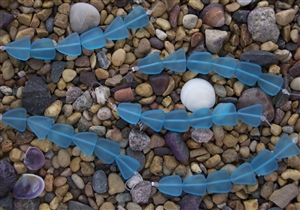 Strand of Sea Glass Small Flat Freeform Beads - Pacific Blue