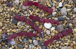 Strand of Sea Glass Small Flat Freeform Beads - Ruby / Red