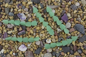 Strand of Sea Glass Small Flat Freeform Beads - Opaque Sea Foam Green