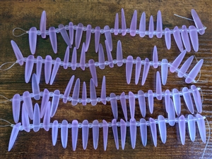 Strand of Sea Glass Tusk / Dagger Beads - Periwinkle (Color Changing)