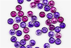 6mm Flat Lentils Czech Glass Beads - Mirror Reflection Fuchsia Grape