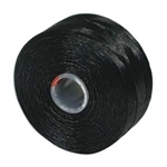 S-Lon (Superlon) Nylon Beading Thread - Size D - TEX45 - 78 Yards - BLACK (Discontinued)