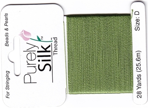 Purely Silk Beading Thread - Size D - Bright Green