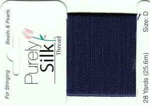 Purely Silk Beading Thread - Size D - Navy Blue