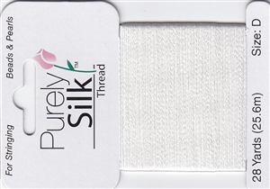 Purely Silk Beading Thread - Size D - White