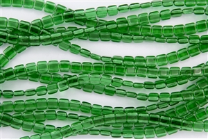 CzechMates 6mm Tiles Czech Glass Beads - Green Emerald Transparent T4