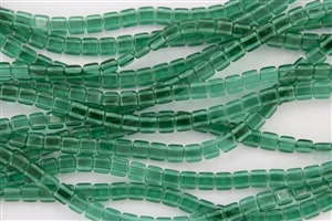 CzechMates 6mm Tiles Czech Glass Beads - Emerald Transparent T18