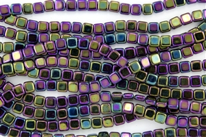 CzechMates 6mm Tiles Czech Glass Beads - Iris Purple Metallic T22