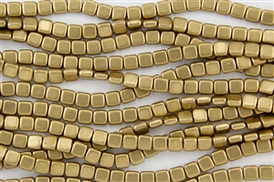 CzechMates 6mm Tiles Czech Glass Beads - Matte Metallic Flax T25