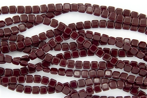 CzechMates 6mm Tiles Czech Glass Beads - Opaque Dark Red T40