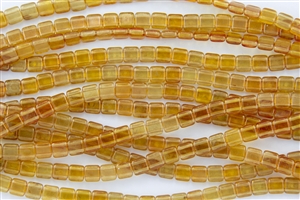 CzechMates 6mm Tiles Czech Glass Beads - Topaz Gold Marbled T77