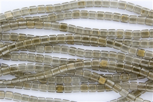 CzechMates 6mm Tiles Czech Glass Beads - Smoky Crystal Gold Marbled T83