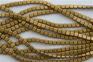 CzechMates 6mm Tiles Czech Glass Beads - Goldenrod Metallic Matte T88