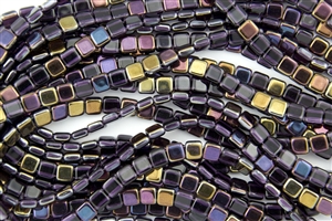 CzechMates 6mm Tiles Czech Glass Beads - Amethyst Twilight T93