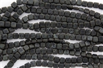 CzechMates 6mm Tiles Czech Glass Beads - Jet Black Picasso Matte T102