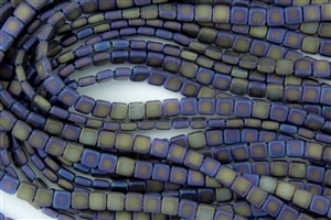 CzechMates 6mm Tiles Czech Glass Beads - Matte Iris Blue T107