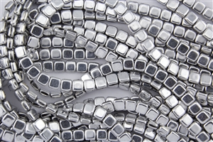CzechMates 6mm Tiles Czech Glass Beads - Silver Metallic T108