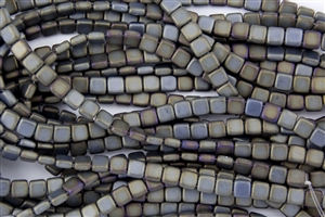 CzechMates 6mm Tiles Czech Glass Beads - Matte Iris Brown T110