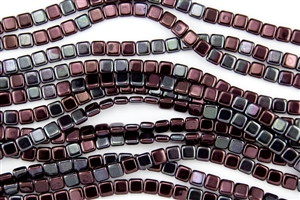 CzechMates 6mm Tiles Czech Glass Beads - Transparent Ruby Vega T114
