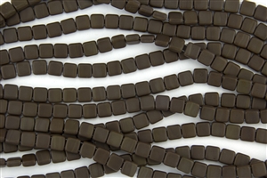 CzechMates 6mm Tiles Czech Glass Beads - Chocolate Brown Matte T132