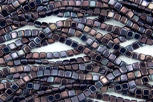 CzechMates 6mm Tiles Czech Glass Beads - Navy Blue Vega T137