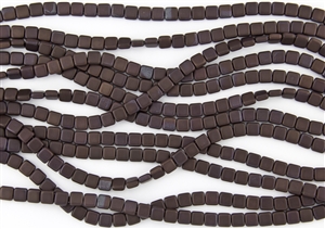CzechMates 6mm Tiles Czech Glass Beads - Chocolate Brown Bronze Vega Matte T150