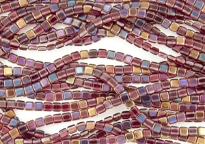 CzechMates 6mm Tiles Czech Glass Beads - Fuchsia Twilight T155