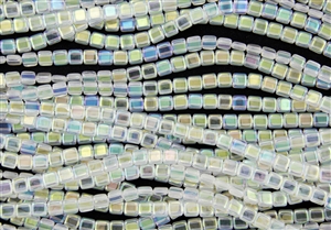 CzechMates 6mm Tiles Czech Glass Beads - Crystal Double Sided AB T157