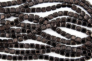 CzechMates 6mm Tiles Czech Glass Beads - Jet Marbled Dark Bronze T160