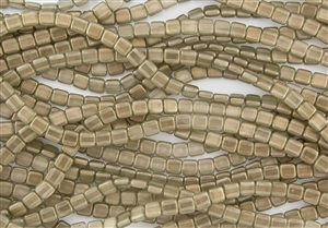 CzechMates 6mm Tiles Czech Glass Beads - Gold Linen Halo T190