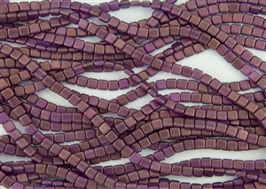 CzechMates 6mm Tiles Czech Glass Beads - Tyrian Purple Halo T192