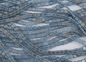 CzechMates 6mm Tiles Czech Glass Beads - Shadows Blue Halo T193