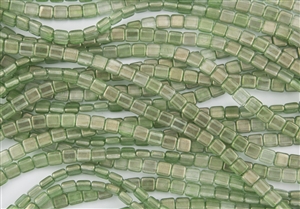 CzechMates 6mm Tiles Czech Glass Beads - Verona Green Halo T194