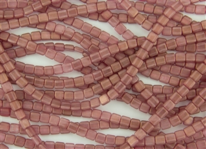 CzechMates 6mm Tiles Czech Glass Beads - Cherub Pink Halo T198