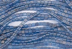CzechMates 6mm Tiles Czech Glass Beads - Azurite Blue Halo T201
