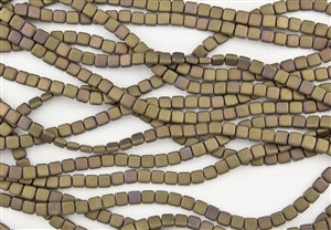 CzechMates 6mm Tiles Czech Glass Beads - Oxidized Bronze Clay Matte T217