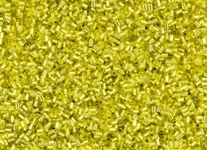#0 Bugle 2mm Japanese Toho Glass Beads - Yellow / Lemon Silver Lined #32