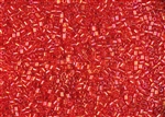 #0 Bugle 2mm Japanese Toho Glass Beads - Ruby Hyacinth Transparent Rainbow #165