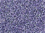 #0 Bugle 2mm Japanese Toho Glass Beads - Purple Lined Crystal Luster #265